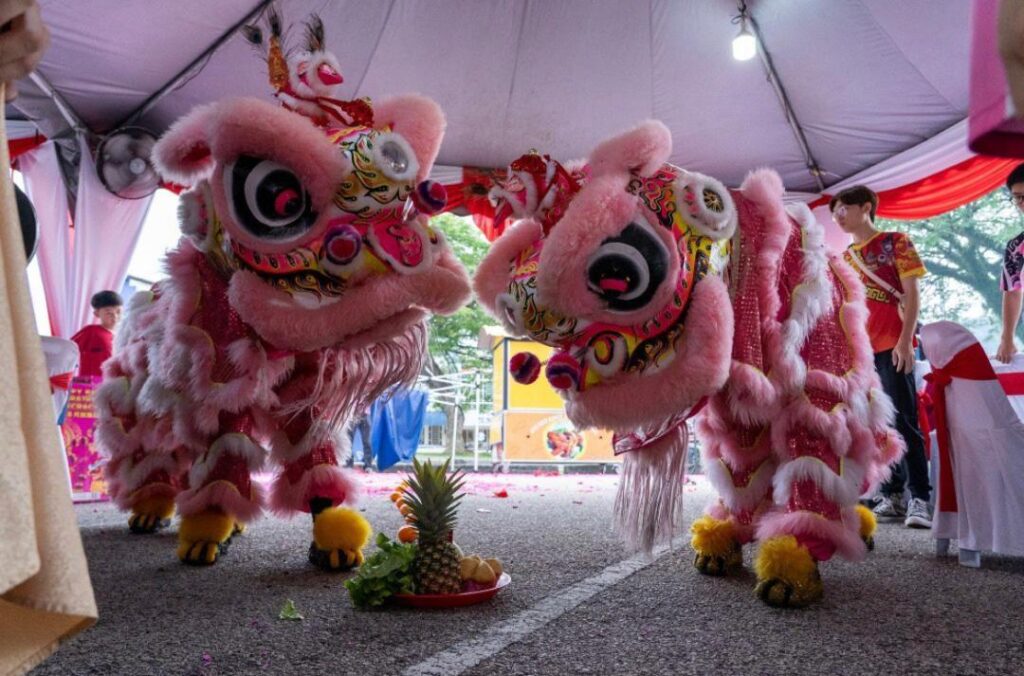 Indoor photo with lion dance and IBS team